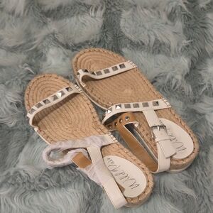 Wild Pair White and Tan Studded Sandals